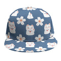 Japanese Lucky Cat And Sakura Print Snapback Cap