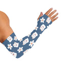 Japanese Lucky Cat And Sakura Print Sun Protection Arm Sleeves