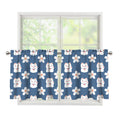 Japanese Lucky Cat And Sakura Print Tier Curtains