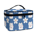 Japanese Lucky Cat And Sakura Print Travel Makeup Bag