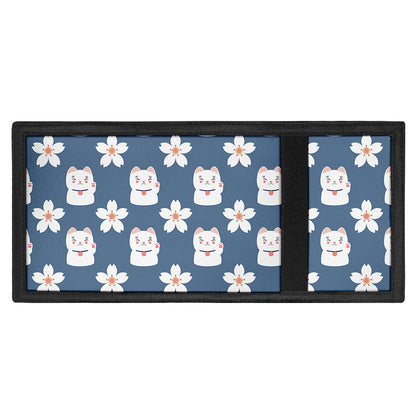 Japanese Lucky Cat And Sakura Print Trifold Wallet