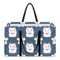 Japanese Lucky Cat And Sakura Print Utility Tote Bag