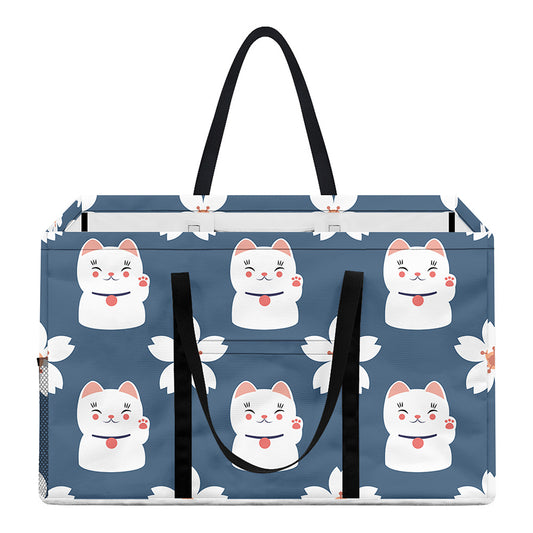 Japanese Lucky Cat And Sakura Print Utility Tote Bag