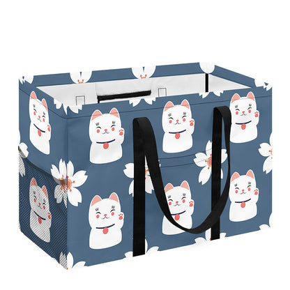 Japanese Lucky Cat And Sakura Print Utility Tote Bag