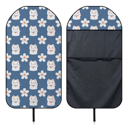 Japanese Lucky Cat And Sakura Print Waterproof Car Seat Cover
