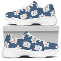 Japanese Lucky Cat And Sakura Print White Chunky Shoes