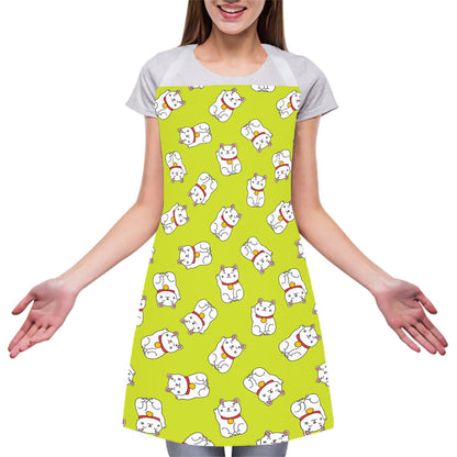 Japanese Lucky Cat Cartoon Print Adjustable Apron