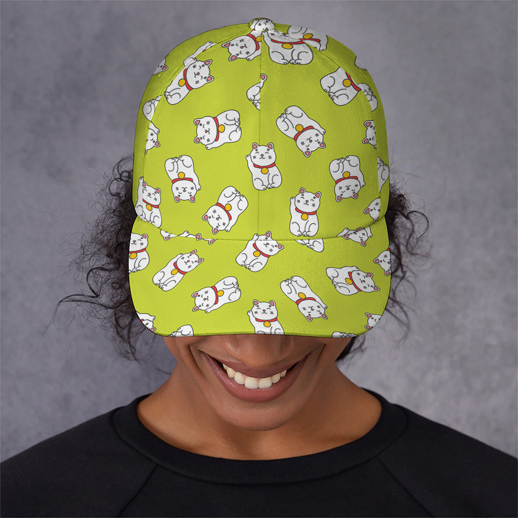 Japanese Lucky Cat Cartoon Print Baseball Cap