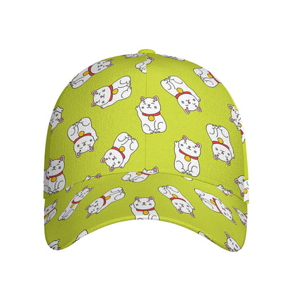 Japanese Lucky Cat Cartoon Print Baseball Cap