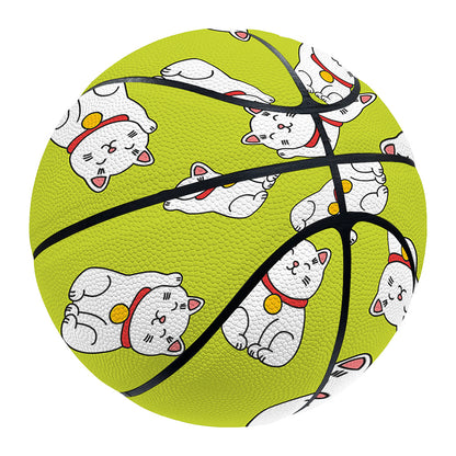 Japanese Lucky Cat Cartoon Print Basketball