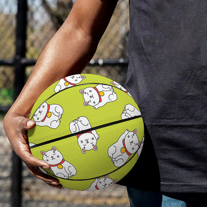 Japanese Lucky Cat Cartoon Print Basketball