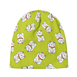 Japanese Lucky Cat Cartoon Print Beanie