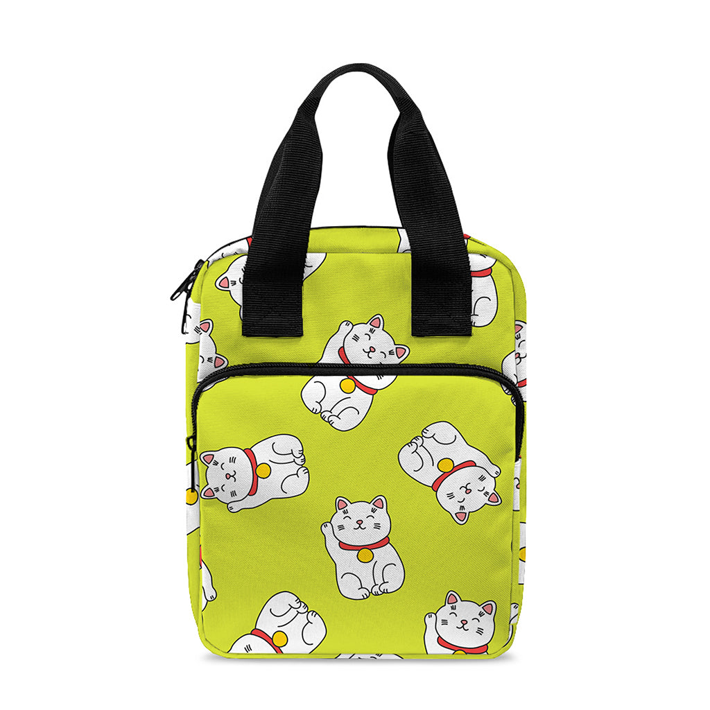 Japanese Lucky Cat Cartoon Print Bible Tote Bag