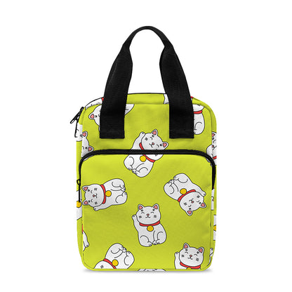 Japanese Lucky Cat Cartoon Print Bible Tote Bag