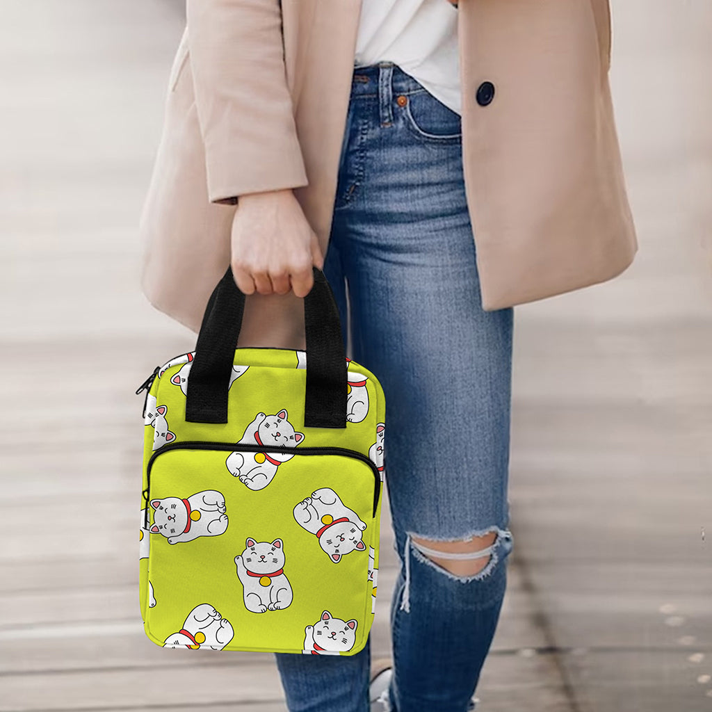 Japanese Lucky Cat Cartoon Print Bible Tote Bag