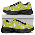 Japanese Lucky Cat Cartoon Print Black Chunky Shoes