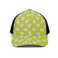 Japanese Lucky Cat Cartoon Print Black Mesh Trucker Hat