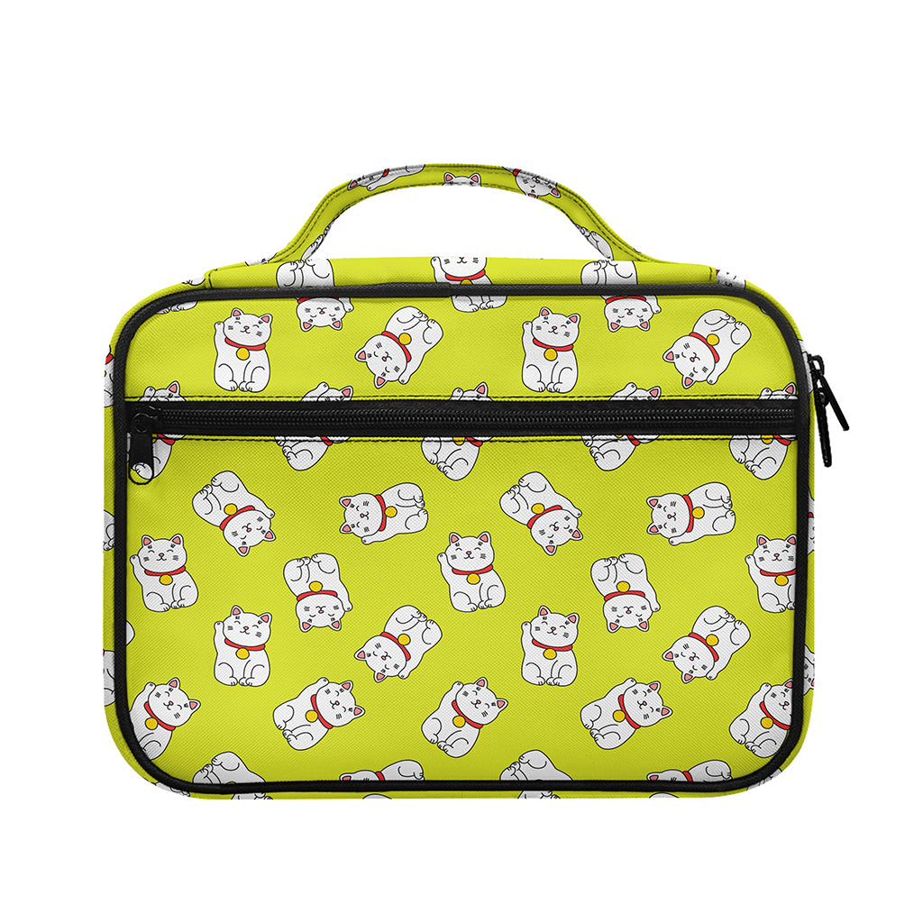 Japanese Lucky Cat Cartoon Print Briefcase Bible Bag