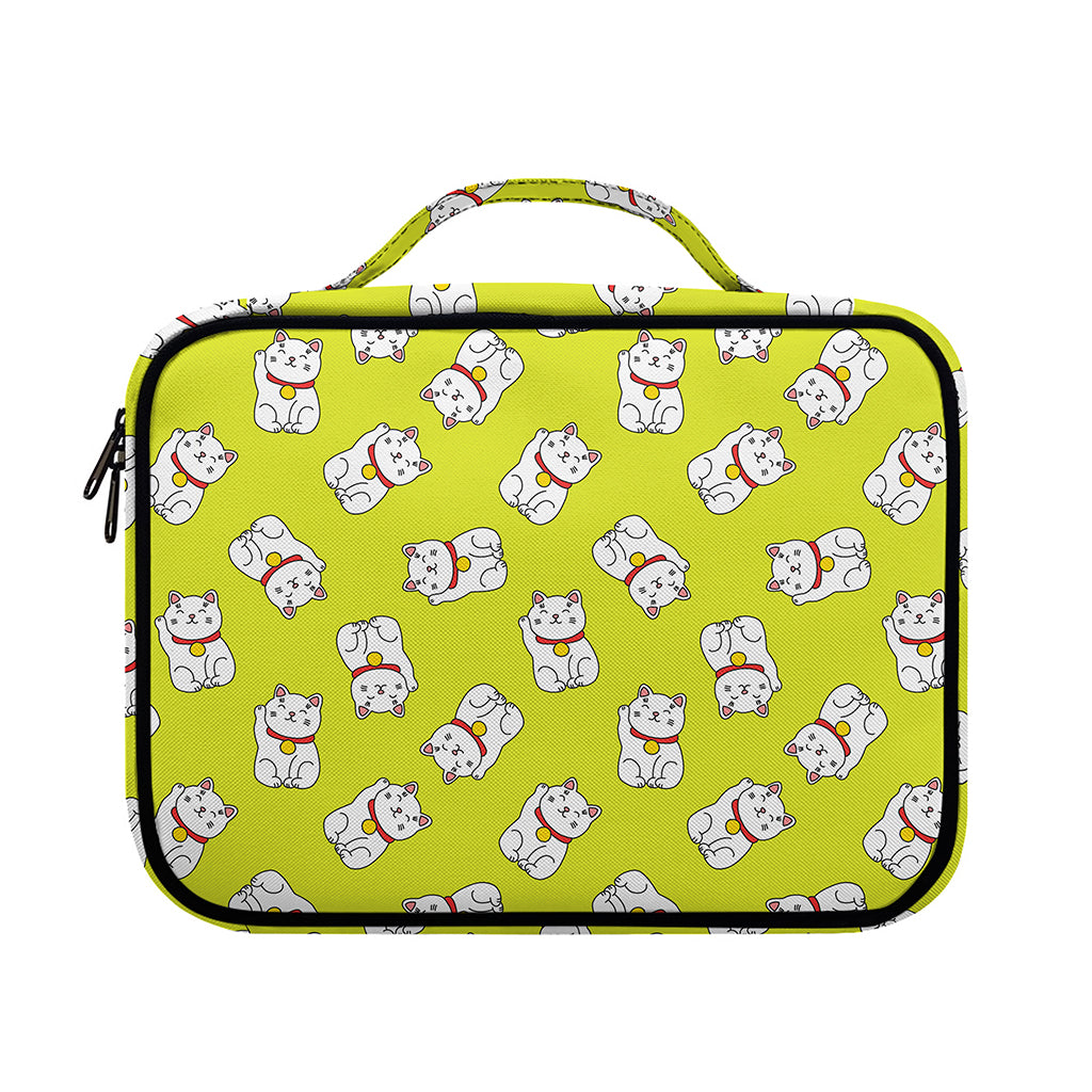 Japanese Lucky Cat Cartoon Print Briefcase Bible Bag