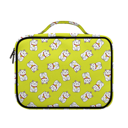 Japanese Lucky Cat Cartoon Print Briefcase Bible Bag