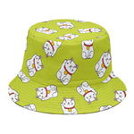 Japanese Lucky Cat Cartoon Print Bucket Hat