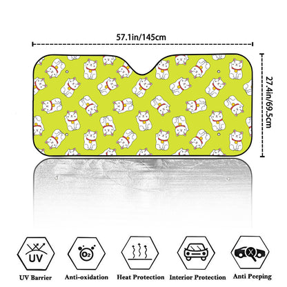 Japanese Lucky Cat Cartoon Print Car Windshield Sun Shade