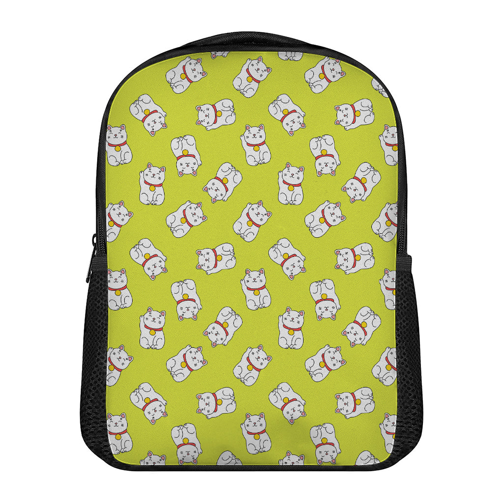 Japanese Lucky Cat Cartoon Print Casual Backpack