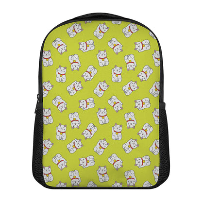 Japanese Lucky Cat Cartoon Print Casual Backpack