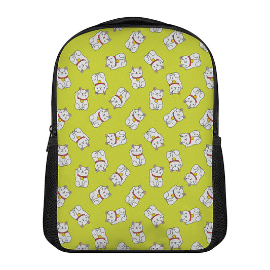 Japanese Lucky Cat Cartoon Print Casual Backpack