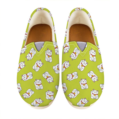 Japanese Lucky Cat Cartoon Print Casual Shoes