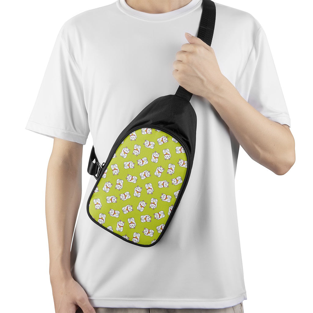 Japanese Lucky Cat Cartoon Print Chest Bag