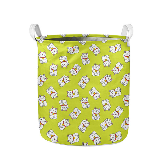 Japanese Lucky Cat Cartoon Print Collapsible Laundry Basket