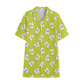 Japanese Lucky Cat Cartoon Print Cotton Hawaiian Shirt