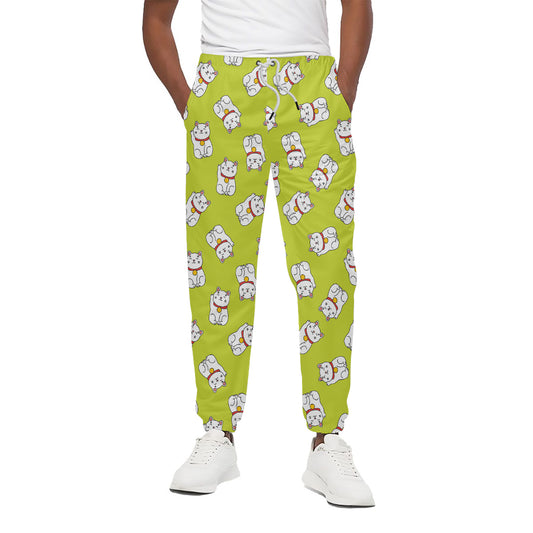 Japanese Lucky Cat Cartoon Print Cotton Pants