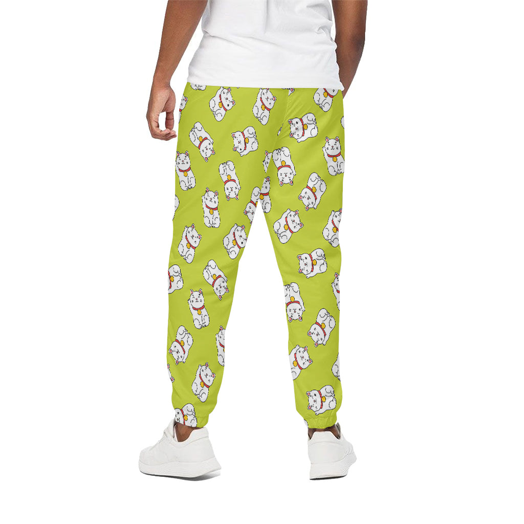 Japanese Lucky Cat Cartoon Print Cotton Pants