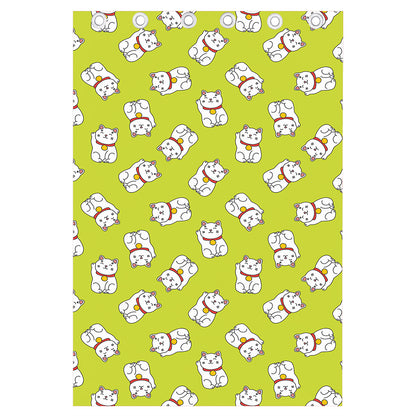 Japanese Lucky Cat Cartoon Print Curtain