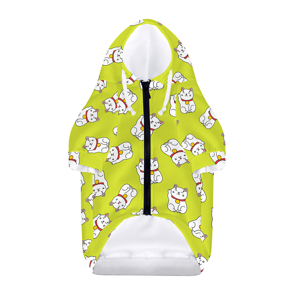 Japanese Lucky Cat Cartoon Print Dog Zip Up Hoodie