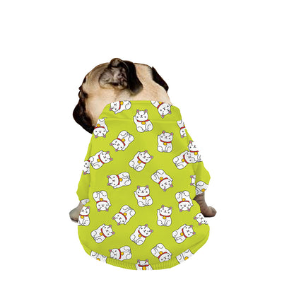 Japanese Lucky Cat Cartoon Print Dog Zip Up Jacket