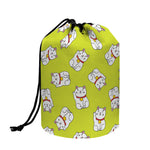 Japanese Lucky Cat Cartoon Print Drawstring Makeup Bag
