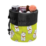 Japanese Lucky Cat Cartoon Print Drawstring Makeup Bag