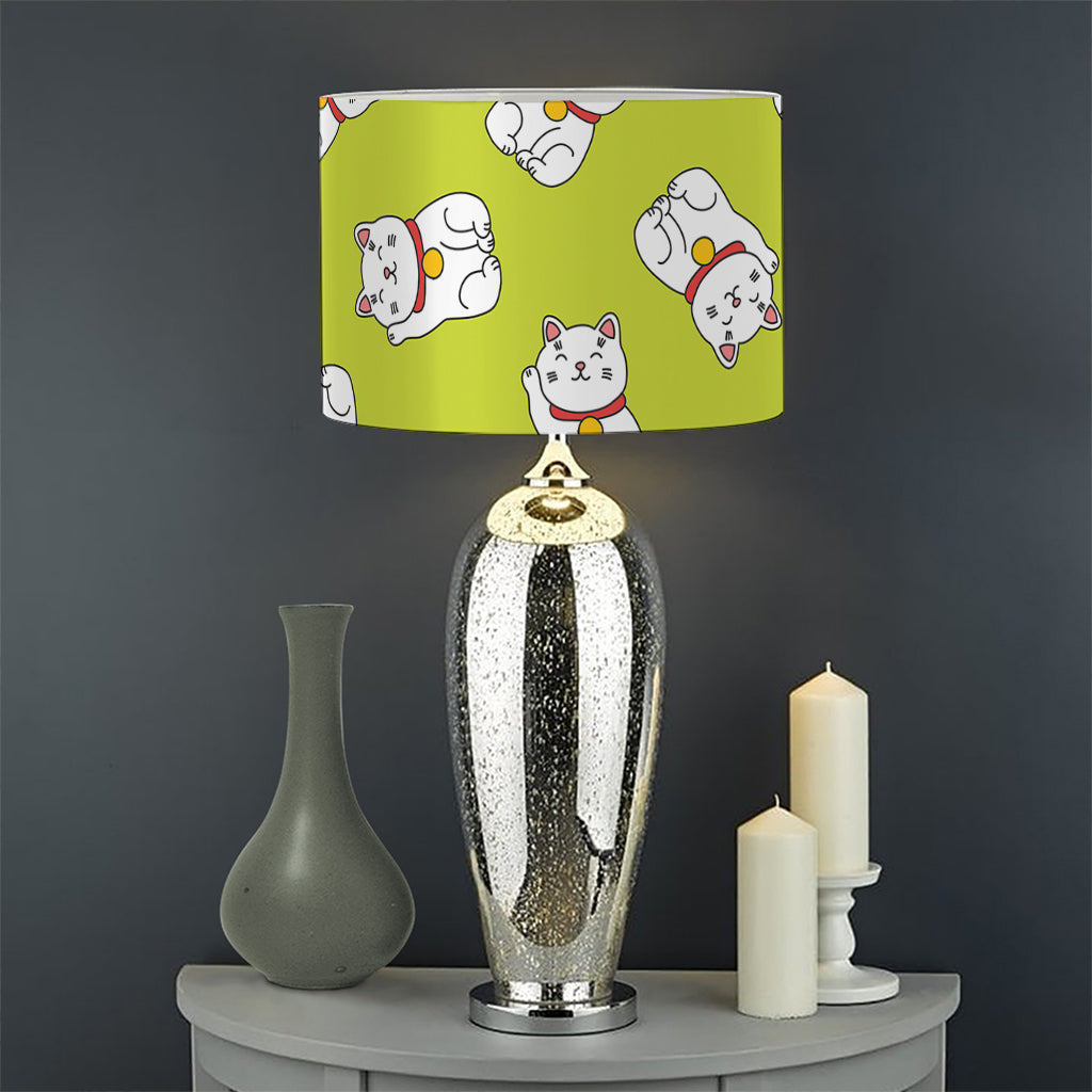 Japanese Lucky Cat Cartoon Print Drum Lamp Shade