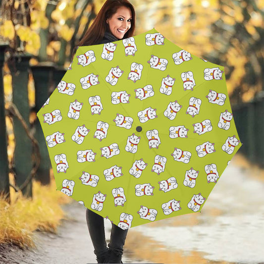 Japanese Lucky Cat Cartoon Print Foldable Umbrella