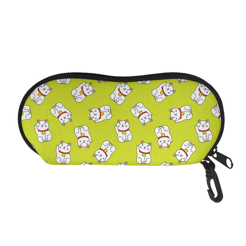 Japanese Lucky Cat Cartoon Print Glasses Case