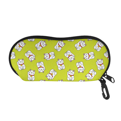 Japanese Lucky Cat Cartoon Print Glasses Case