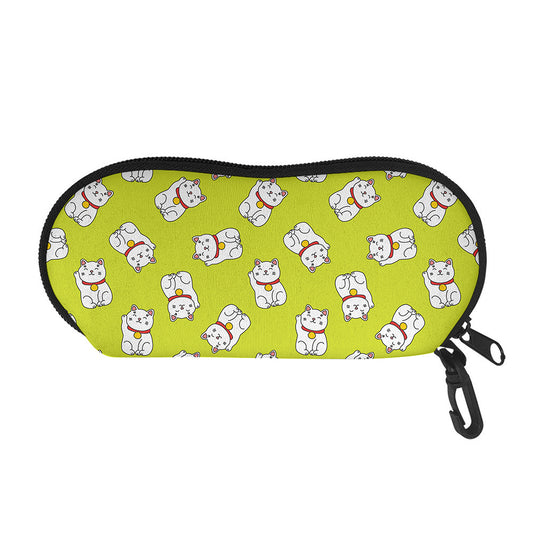Japanese Lucky Cat Cartoon Print Glasses Case
