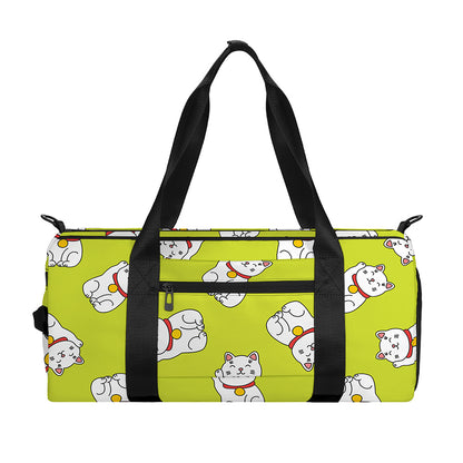 Japanese Lucky Cat Cartoon Print Gym Bag