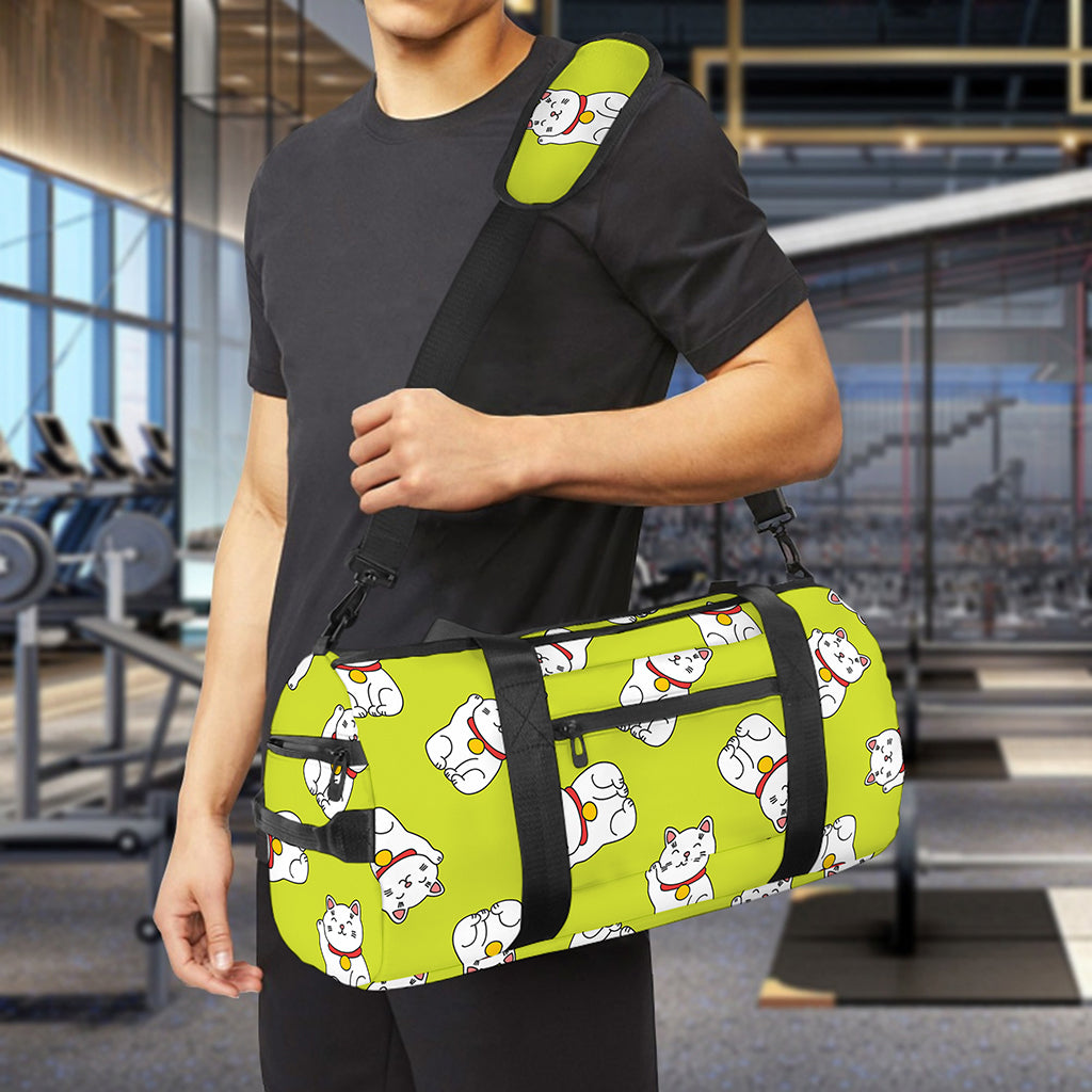 Japanese Lucky Cat Cartoon Print Gym Bag