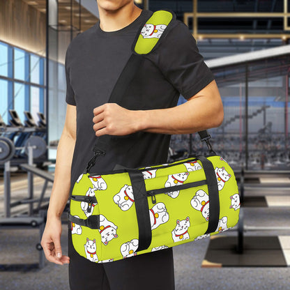Japanese Lucky Cat Cartoon Print Gym Bag