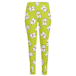 Japanese Lucky Cat Cartoon Print High-Waisted Pocket Leggings