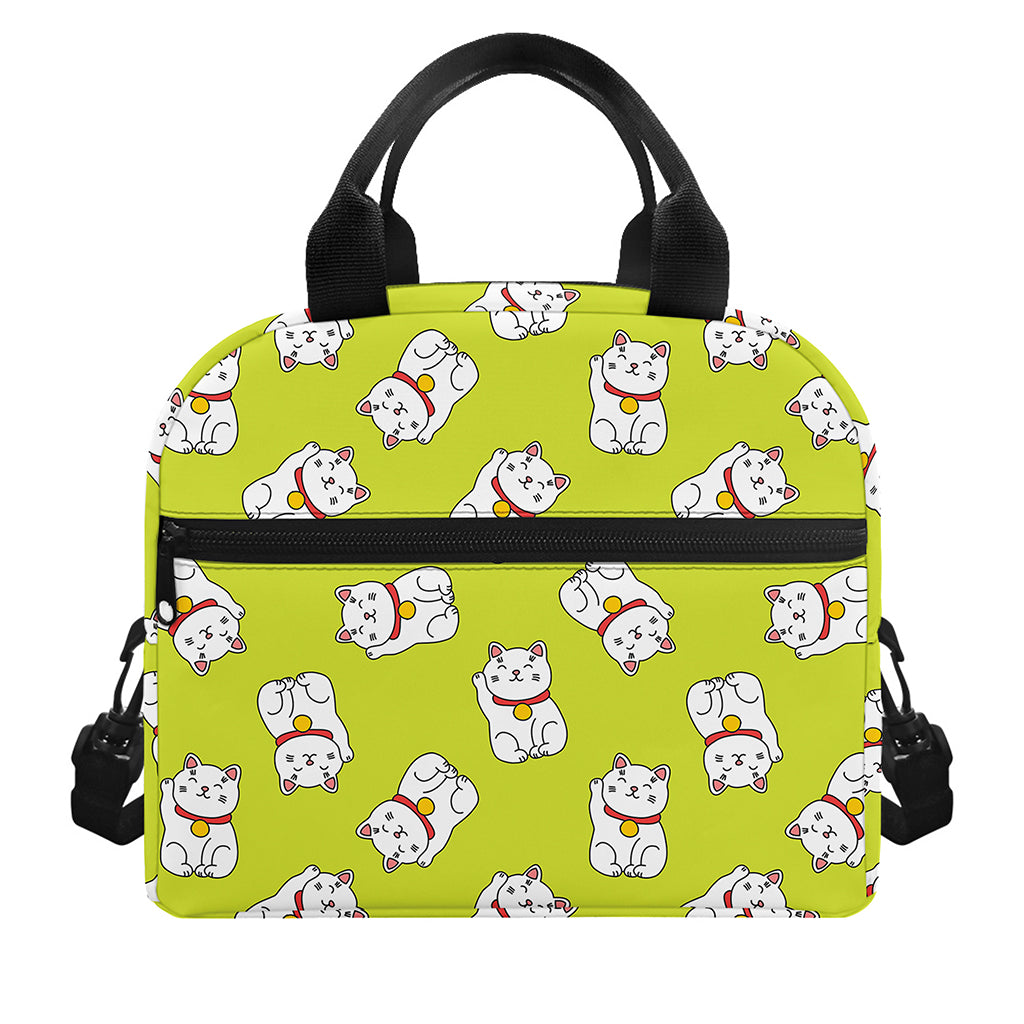 Japanese Lucky Cat Cartoon Print Insulated Lunch Bag